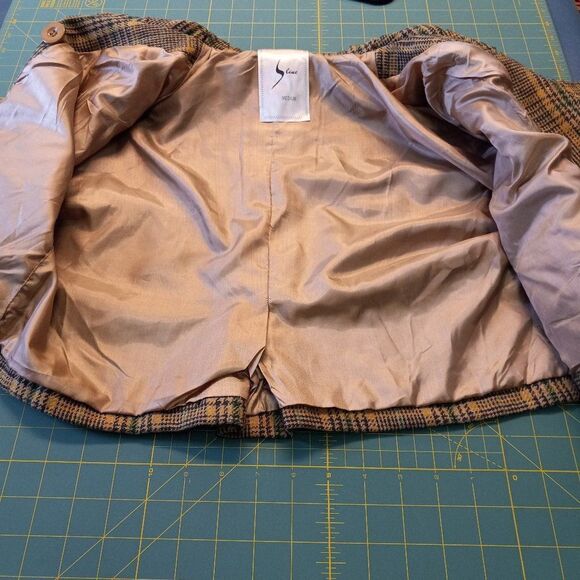 Vintage S line Pleated Peter Pan, Double Breasted Women's Cropped Jacket - Picture 6 of 7